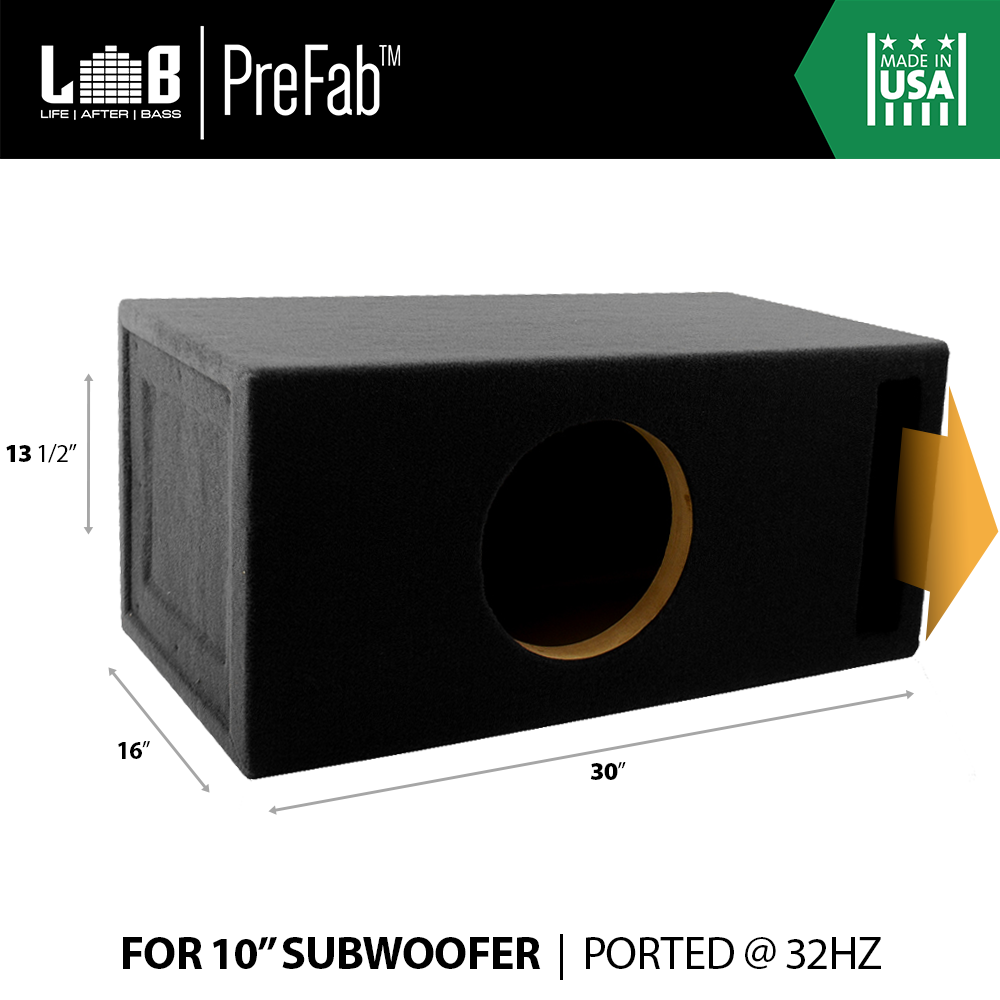 LifeAfterBass 2.00 Ft³ Sealed MDF Subwoofer Box – For (3) 10″ Car Audio Subs – Made In USA