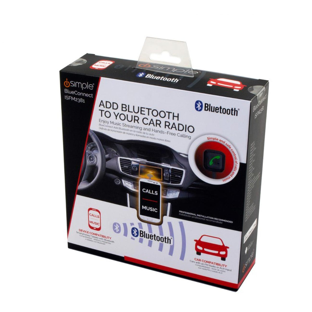 iSIMPLE BLUECONNECT ISFM2381 BLUETOOTH® HANDS-FREE CAR KIT w/ AUDIO ...