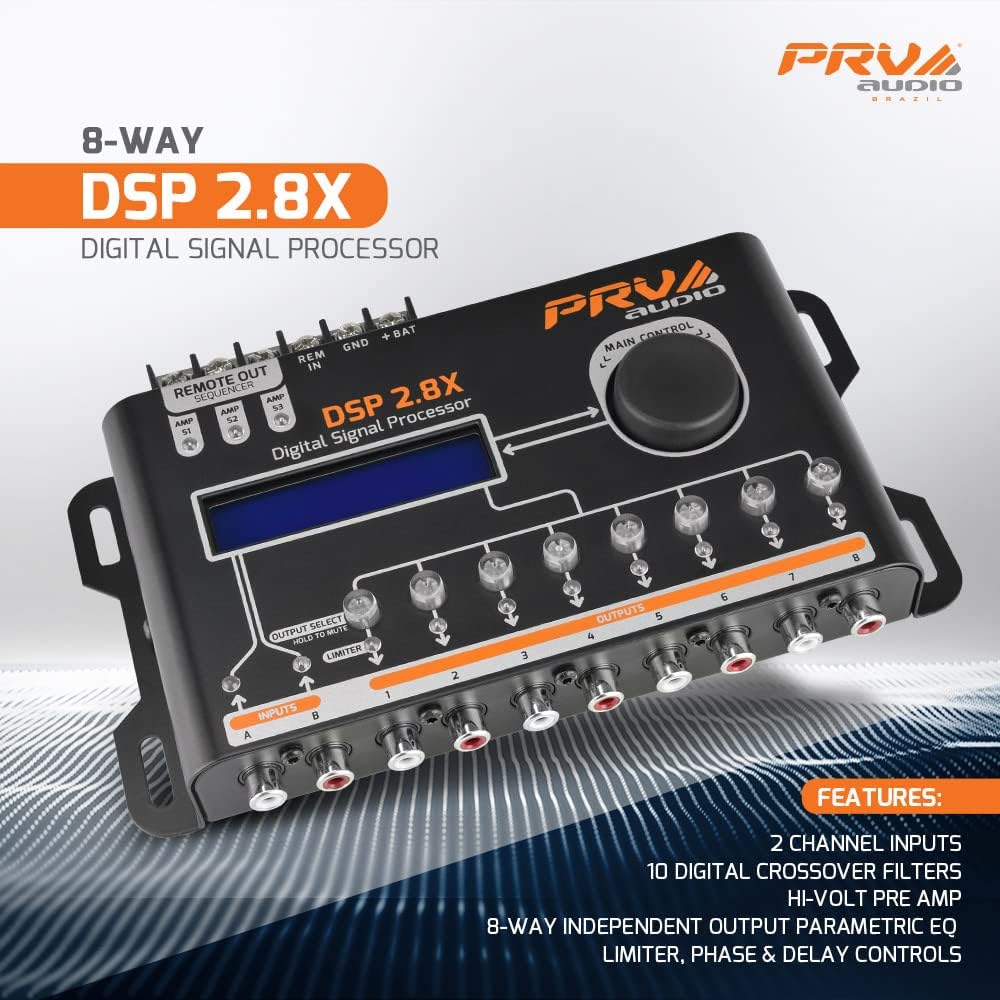 PRV AUDIO DSP 2.8X 2-CH IN / 8-CH OUT DIGITAL SOUND PROCESSOR CAR ...