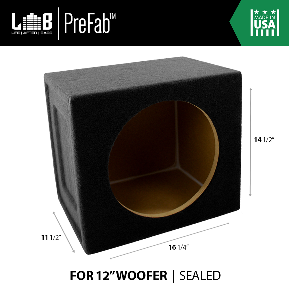 1.00 ft³ Sealed MDF Sub Enclosure Box for Single 12-Inch Car Audio ...