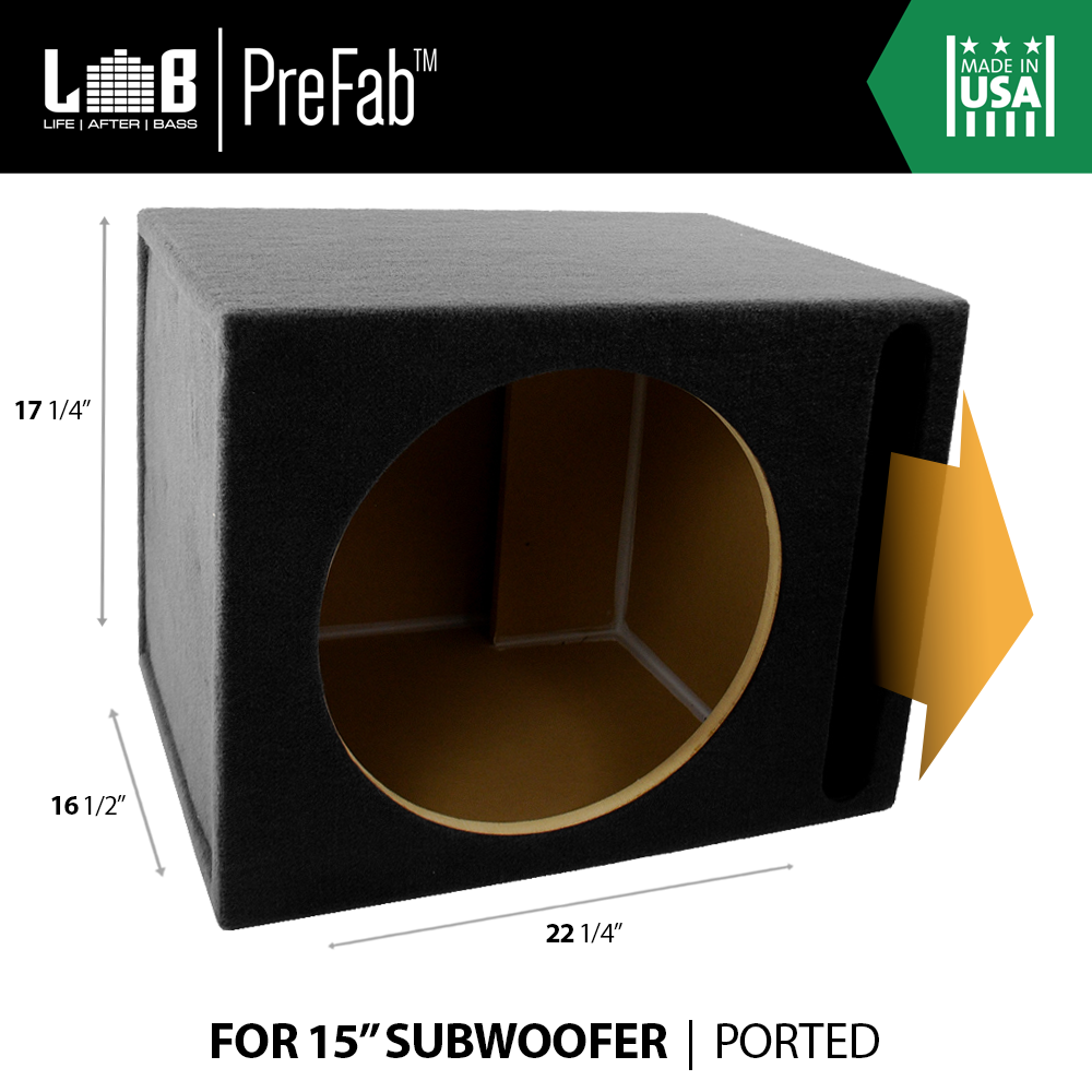 ft³ Ported MDF Sub Enclosure Box for Single 15-Inch Car Audio