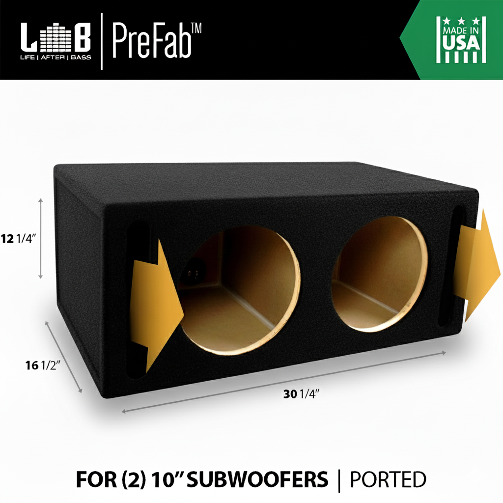 1.70 ft³ Ported MDF Sub Enclosure Box for (2) 10-Inch Car Audio ...
