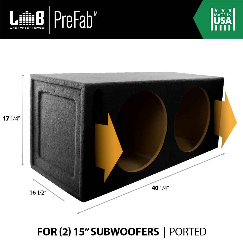 ft³ Ported MDF Sub Enclosure Box for Dual 15-Inch Car Audio